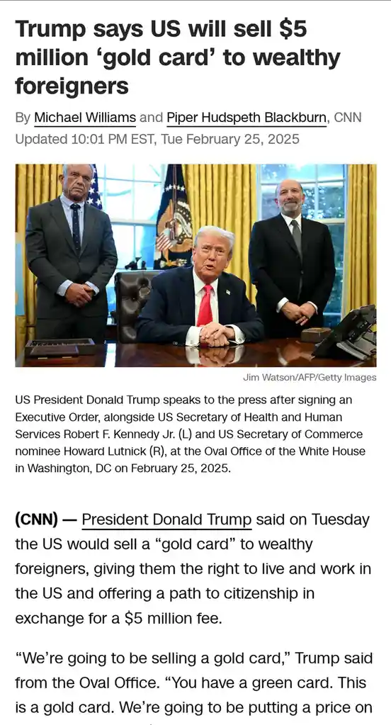 Trump's Take on Selling Cards to Russian Oligarchs: 'Yeah, Possibly'