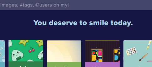 A screenshot of a social media interface showing a dark blue header with the text 'You deserve to smile today.' in light…