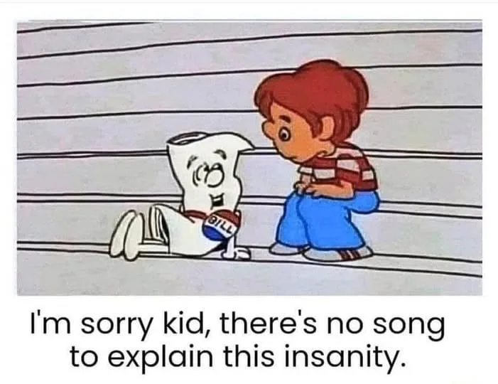 A cartoon boy with red hair kneels beside a cartoon toothpaste tube character named 'BILL' who is lying on the floor looking…