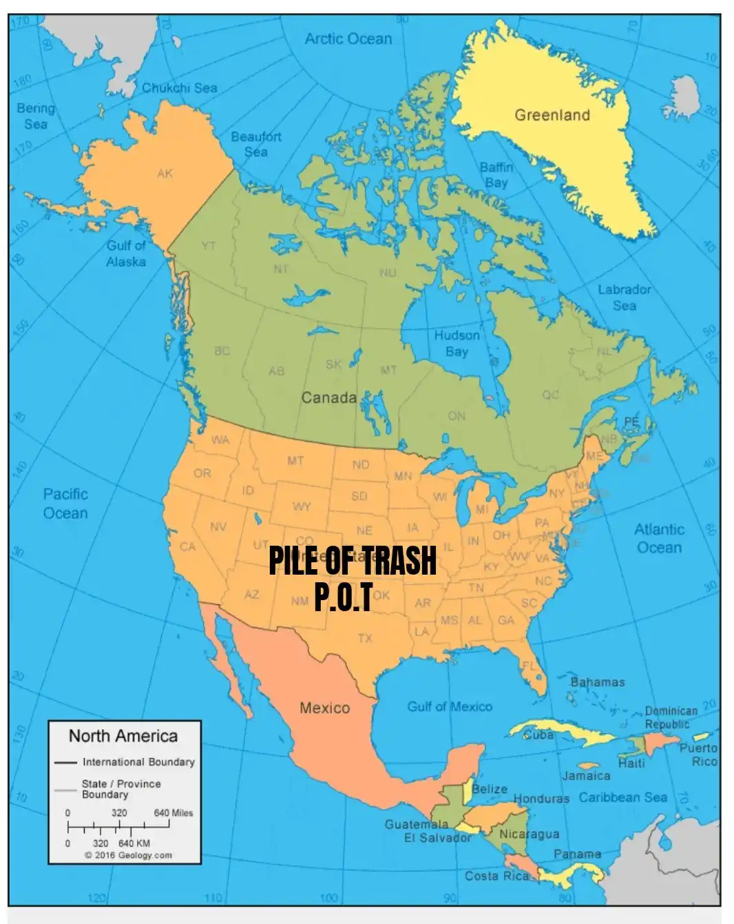 A political map of North America showing Canada, the United States, and Mexico with state/province boundaries. Overlaid in…