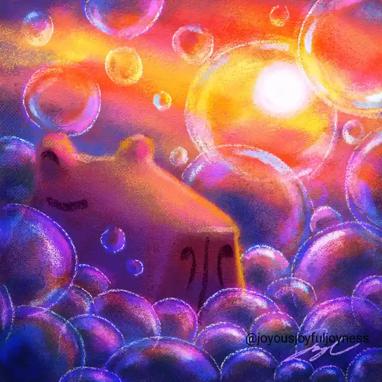 Check out my artwork: 'Capybara and Bubbles' [OC]