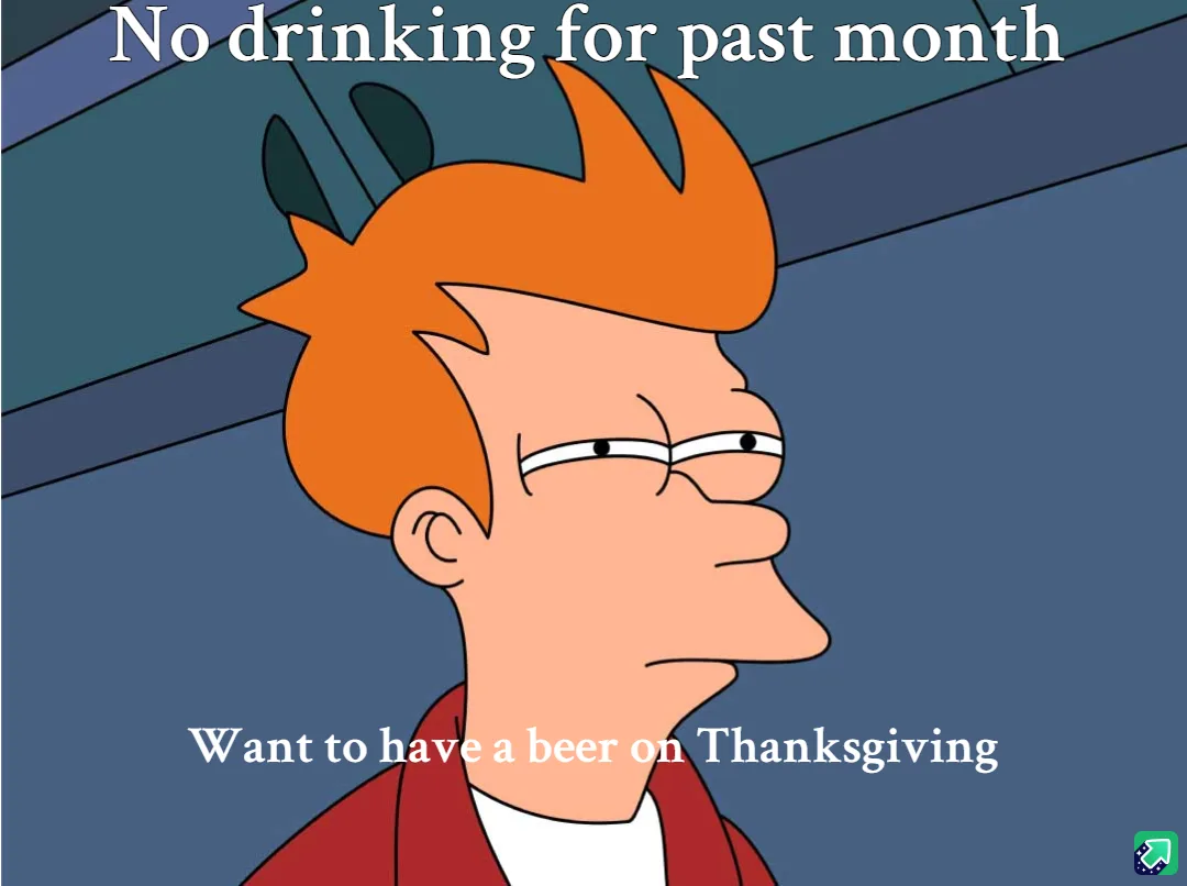 A cartoon man with orange spiky hair and glasses, shown in profile looking slightly downcast, wears a red jacket over a…