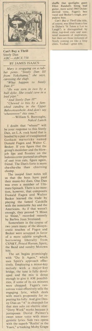 In-Depth Review of Can't Buy a Thrill (1972) by James Isaacs
