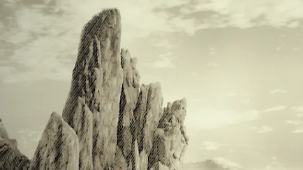 A sepia-toned image of jagged rock formations under a cloudy sky, overlaid with the text 'i'm not a fan of the new update'…