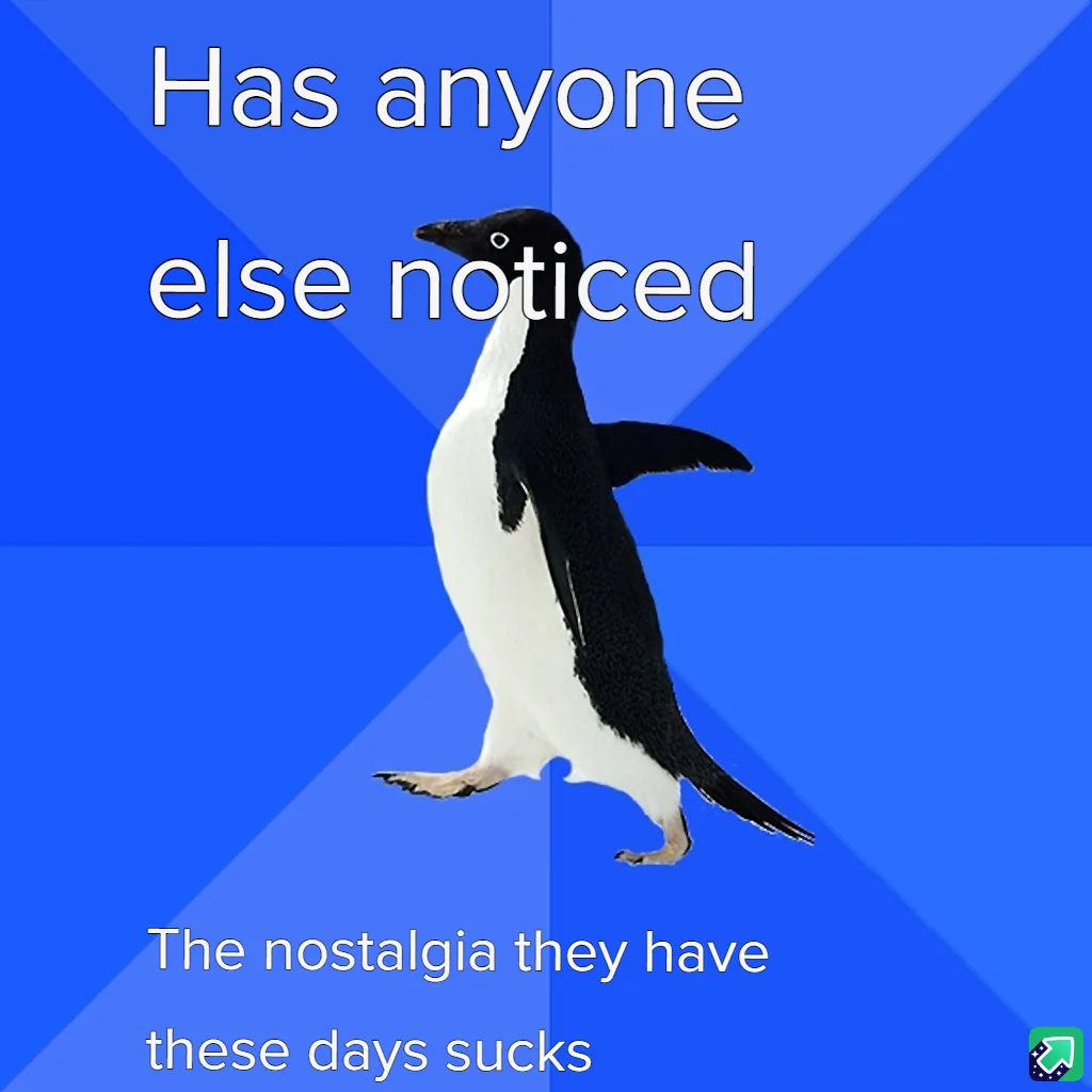A black-and-white penguin stands upright against a blue background with diagonal stripes. White text overlaid reads 'Has…