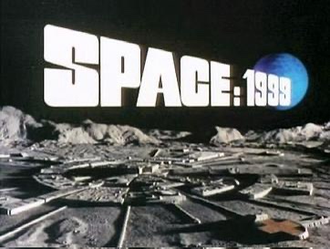 The image displays the title card for the science fiction TV show 'Space: 1999', featuring the show's title in large white…