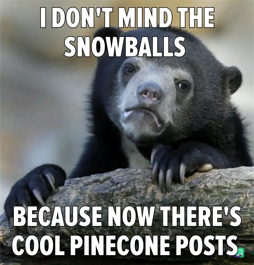 A close-up photo of a sloth bear resting its paws on a log, looking mildly unimpressed or resigned. White bold text is…