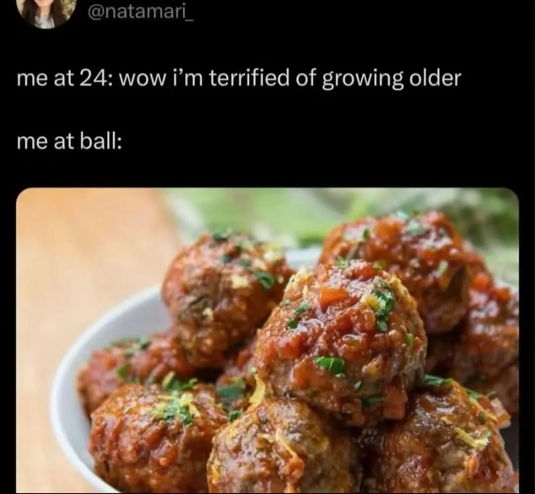 The image shows a close-up of a white bowl filled with meatballs covered in a red tomato sauce and garnished with chopped…