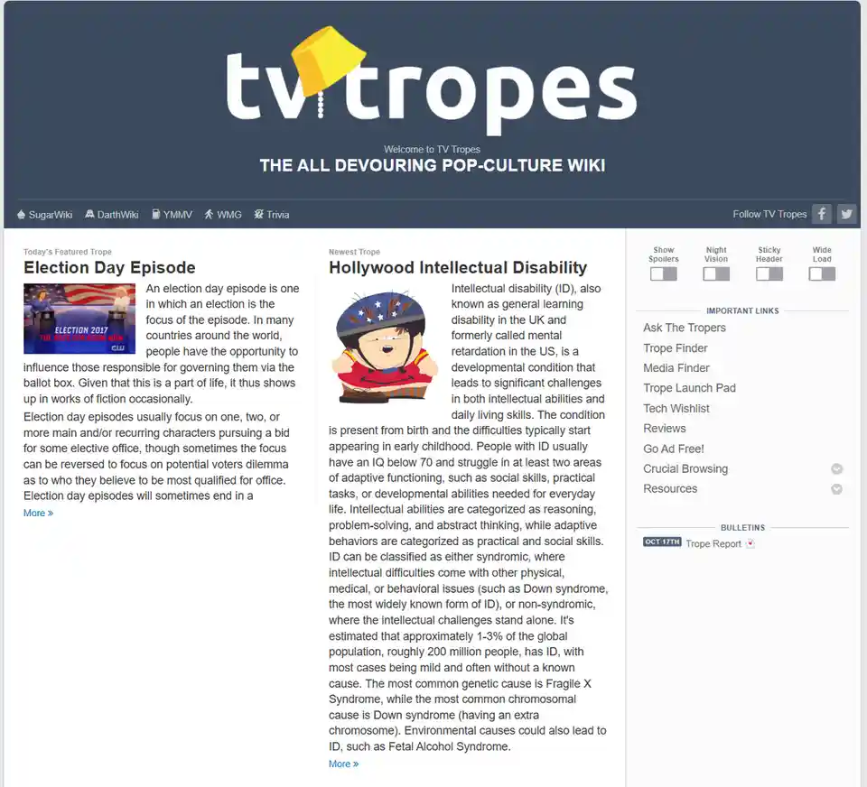 Tv Tropes Unveils a Quirky Mix of Tropes on the Main Page Today