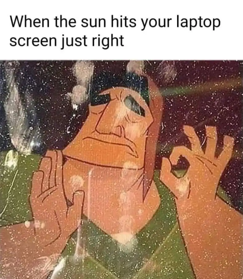 An animated character with a frustrated expression, hands raised in exasperation, overlaid with the text 'When the sun hits…