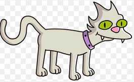 A cartoon cat with green eyes, fangs, and a purple collar stands with a smug expression. The text overlaid reads 'i'm not a…