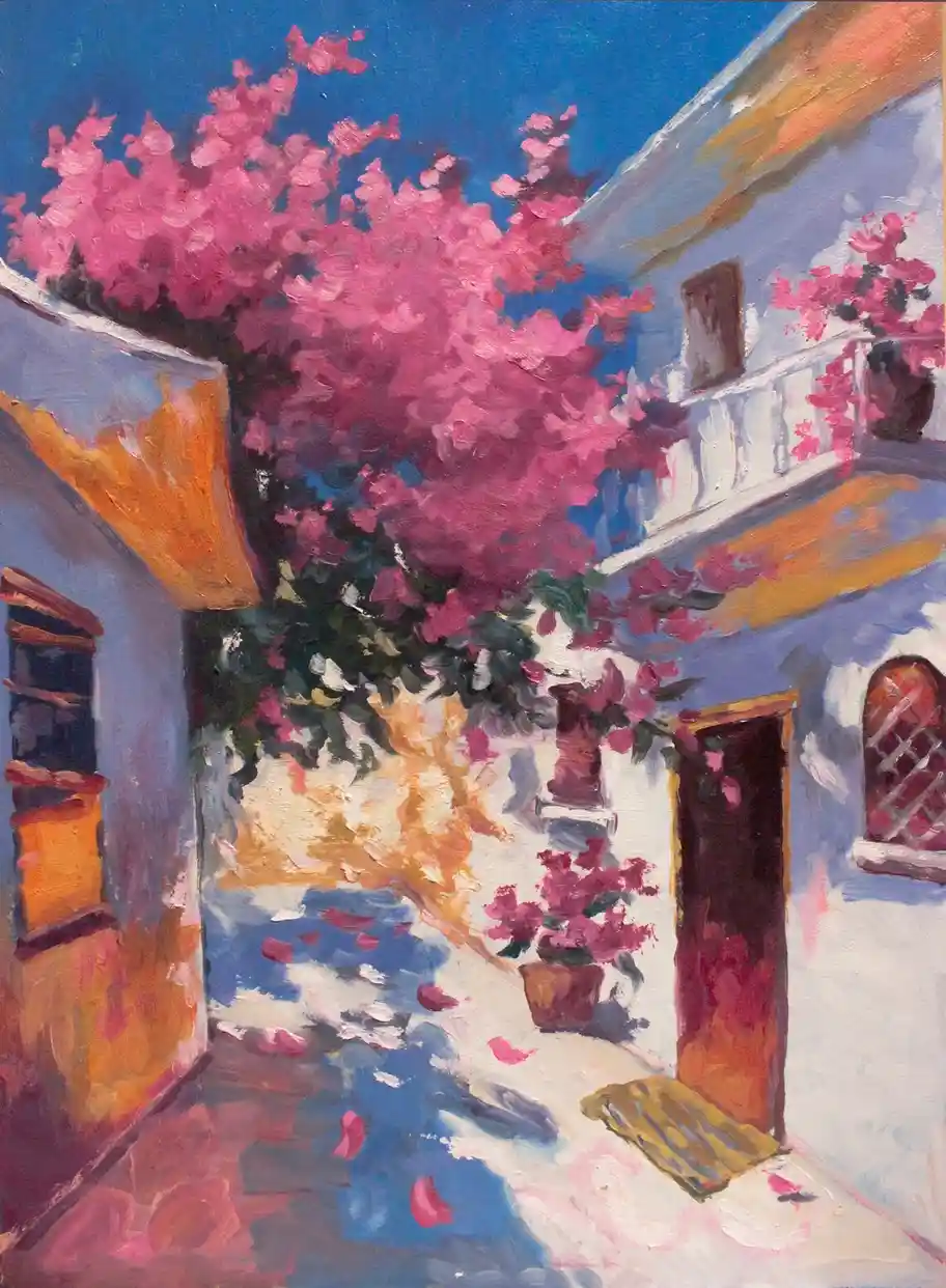 A Stunning Mediterranean Landscape: My Oil Painting on Hardboard