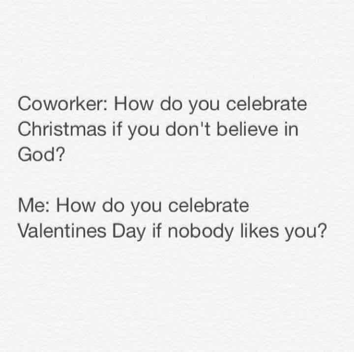 The image displays two blocks of black text on a plain white textured background. The first block reads 'Coworker: How do…