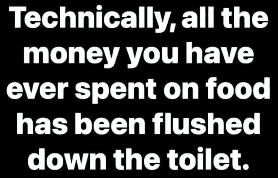 The image is a solid black background with large, bold, white sans-serif text centered. The text reads: 'Technically, all…