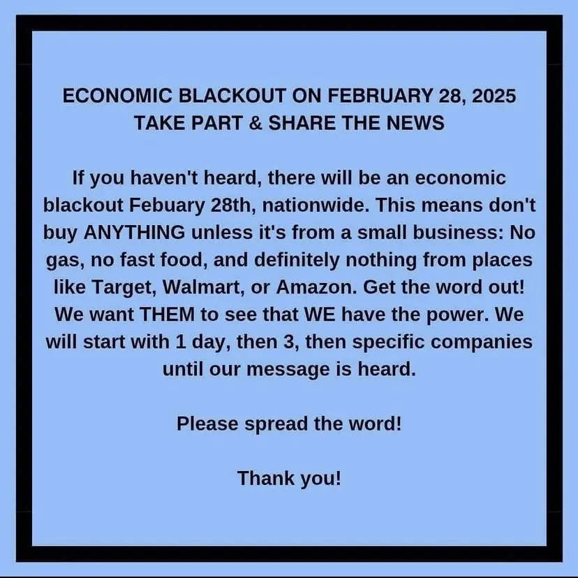 A light blue image with black text mimicking a fake public service announcement. It claims there will be an 'economic…