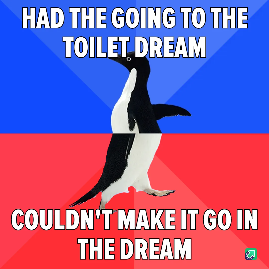 A black-and-white penguin stands centered against a split blue and red background. White bold text at the top reads 'HAD THE…