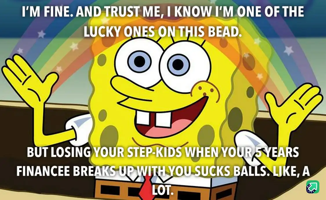 The image features the animated character SpongeBob SquarePants smiling broadly with both hands raised in a cheerful…