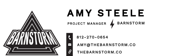 A black background features a white triangular logo with the word 'BARNSTORM' in bold, stylized font. To the right, the name…