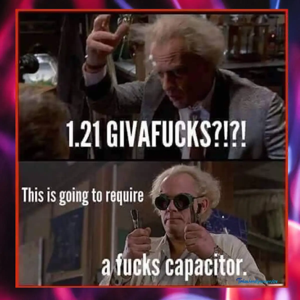 The image is a two-panel meme featuring the character Dr. Emmett 'Doc' Brown from 'Back to the Future'. In the top panel, he…