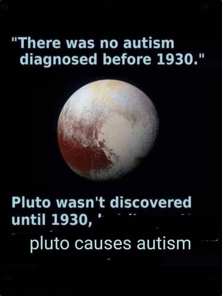 The image shows a photograph of the dwarf planet Pluto against a black background. Overlaid white text at the top reads…