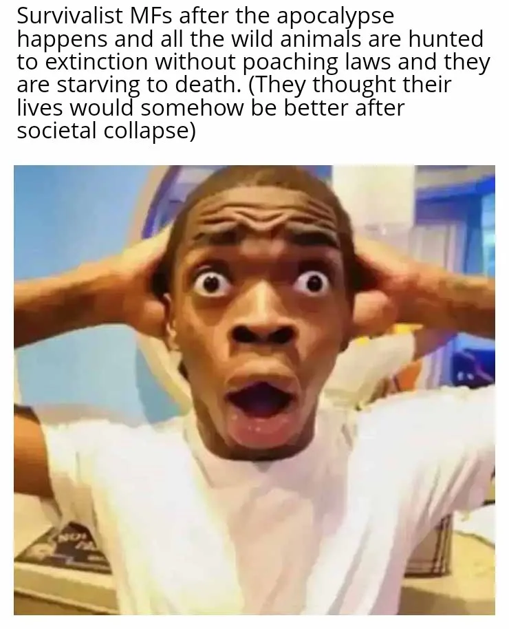 A man with wide eyes and an open mouth, hands on his head, expressing shock or disbelief. The overlaid text describes…