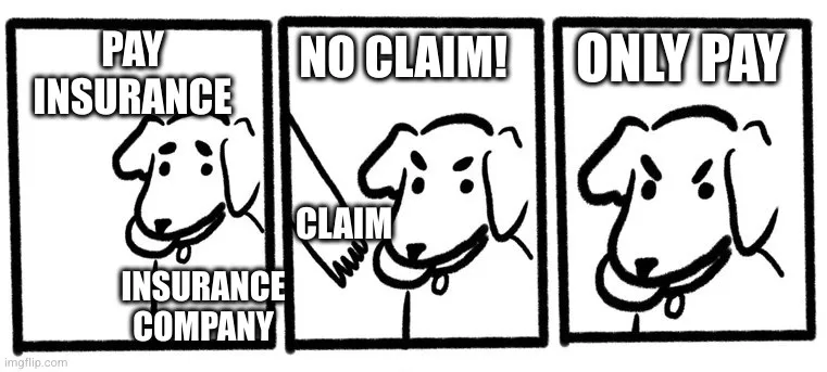 A three-panel black-and-white comic strip featuring a simple stick-figure dog in each panel. Panel one shows the dog with…