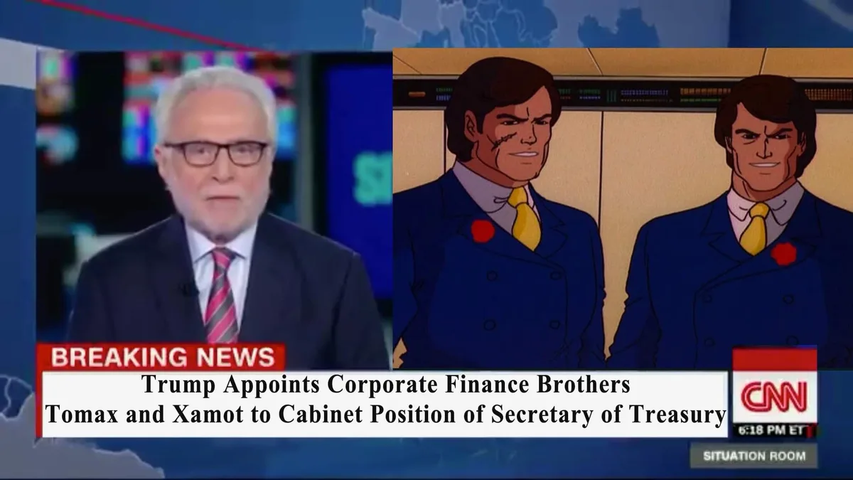 The image is a split-screen CNN news broadcast. On the left, a news anchor with glasses and a suit appears serious. On the…