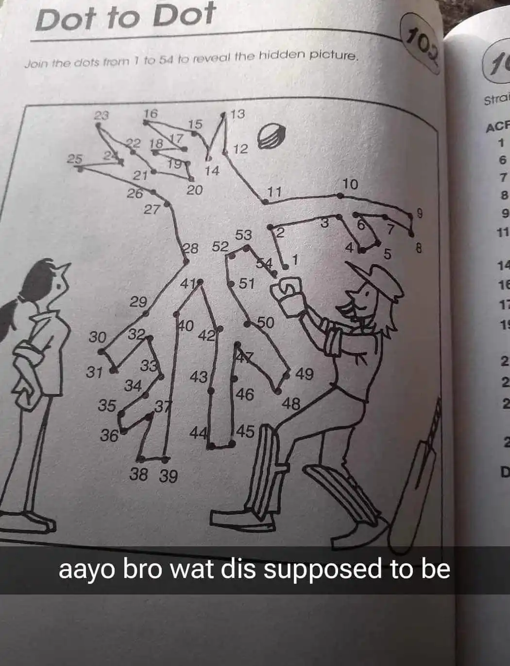 A printed dot-to-dot puzzle page titled 'Dot to Dot' with a partially completed drawing of a cricket player in action…