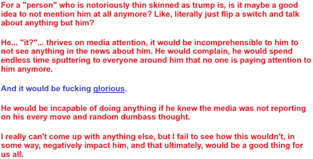 The image is a plain white background with red and blue text. The red text discusses the idea of ignoring a 'person'…