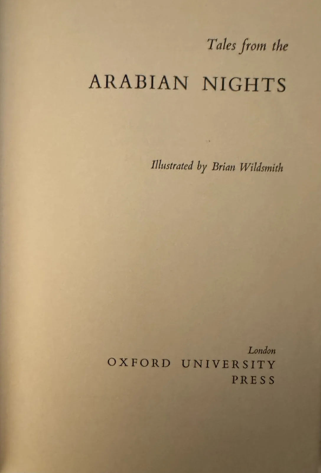 The image shows the title page of a book titled 'Tales from the ARABIAN NIGHTS', illustrated by Brian Wildsmith and…