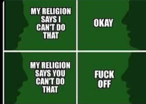 A four-panel meme with green backgrounds and white text, showing two silhouetted profiles facing each other. The top-left…
