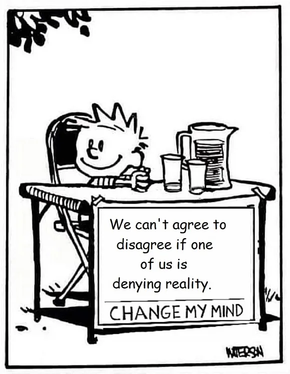 A black-and-white cartoon shows a smiling child sitting at a table with a pitcher and glasses, looking at a sign that reads…