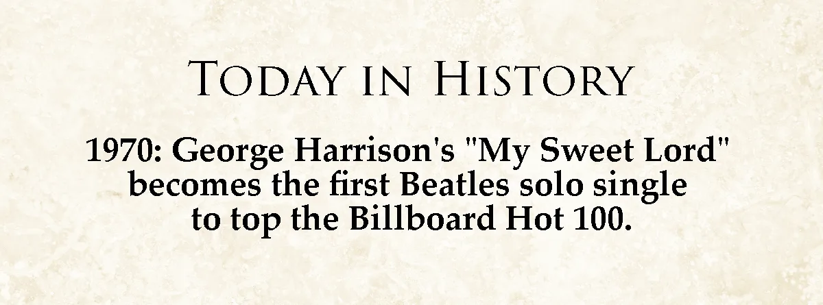 The image displays a beige, parchment-textured background with black serif text. The top line reads 'TODAY IN HISTORY'…