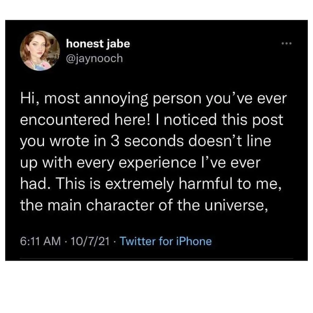 A screenshot of a tweet from user 'honest jabe' (@jaynooch) with a black background and white text. The tweet reads: 'Hi…