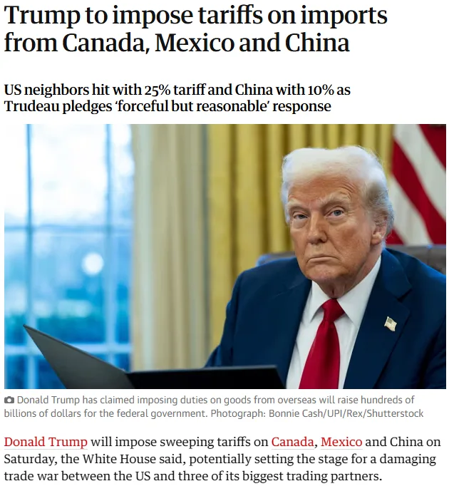 A news article screenshot shows Donald Trump looking stern while seated at a desk, with text overlaying the image announcing…
