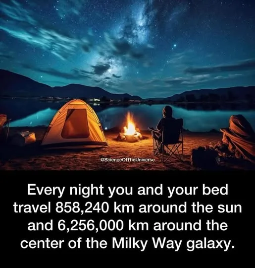 A person sits in a camping chair by a campfire at night, with a tent nearby and a starry sky above a lake. The overlaid text…
