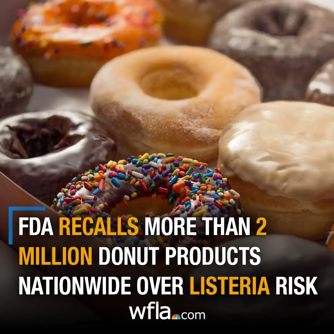 A close-up photo of various donuts with different toppings like sprinkles, glaze, and chocolate, overlaid with bold text…