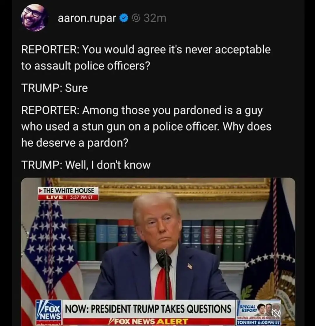 A screenshot of a Fox News broadcast shows Donald Trump seated at a desk in the White House, flanked by American and…