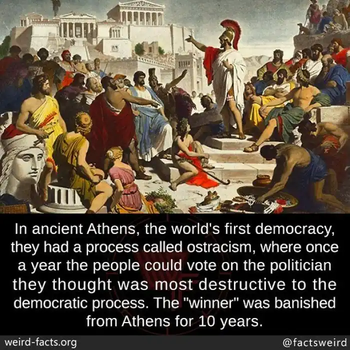 A classical painting depicts a crowd of ancient Athenians gathered around a central figure in a red cloak and helmet…