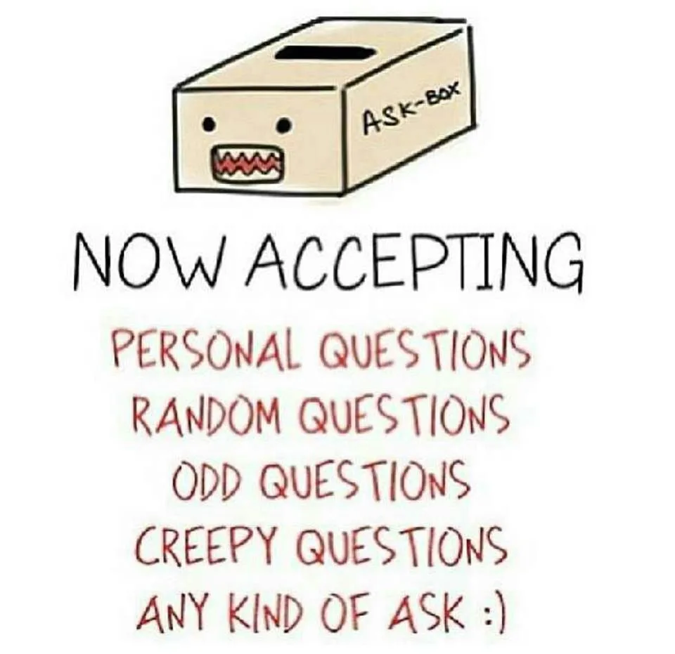 A hand-drawn beige box labeled 'ASK-BOX' with a cartoonish face featuring two black dots for eyes and a jagged red mouth…