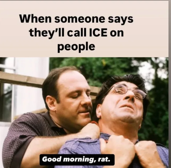 A still from 'The Sopranos' shows Tony Soprano holding a man in a chokehold, looking menacingly at him. The top text reads…