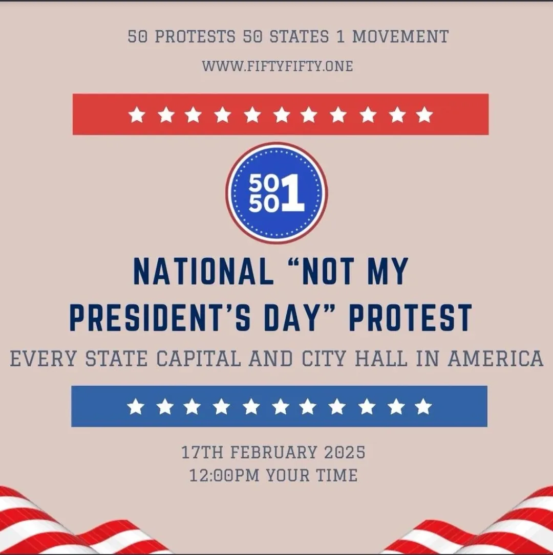 A promotional poster designed to look like an American patriotic event, featuring red, white, and blue stars and stripes…