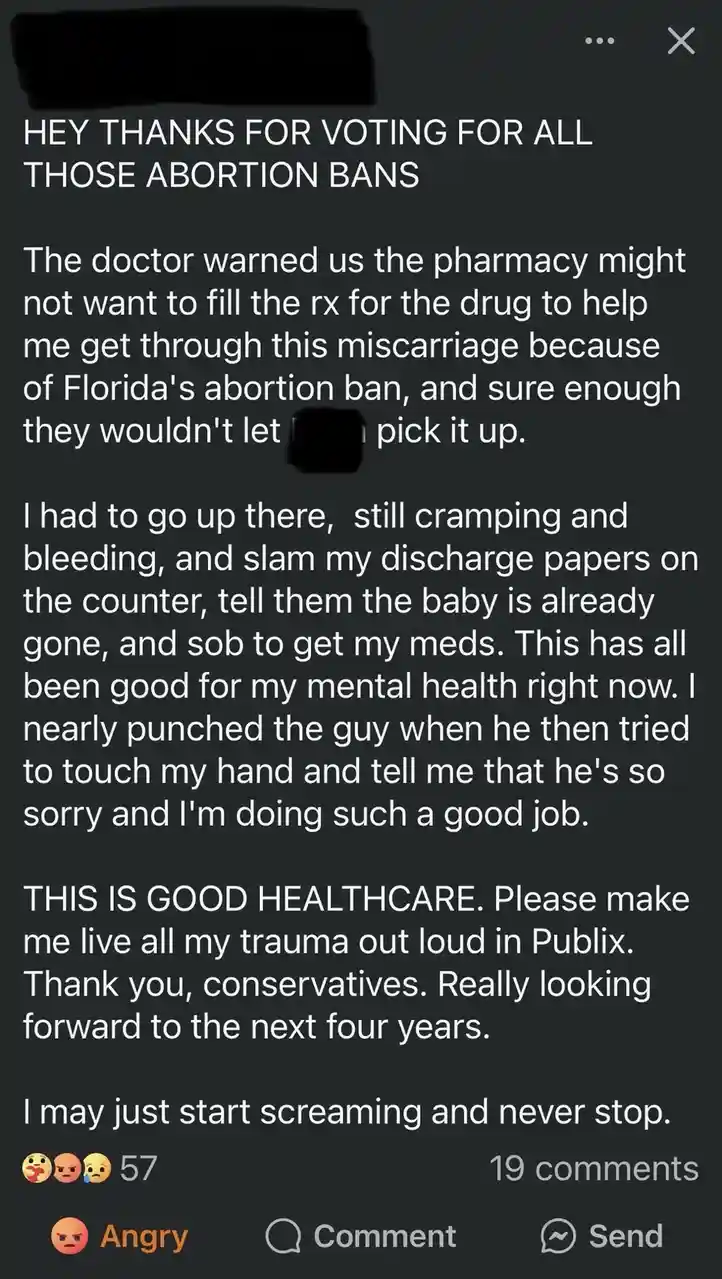A screenshot of a social media post with white text on a dark background. The post is a sarcastic complaint about how…