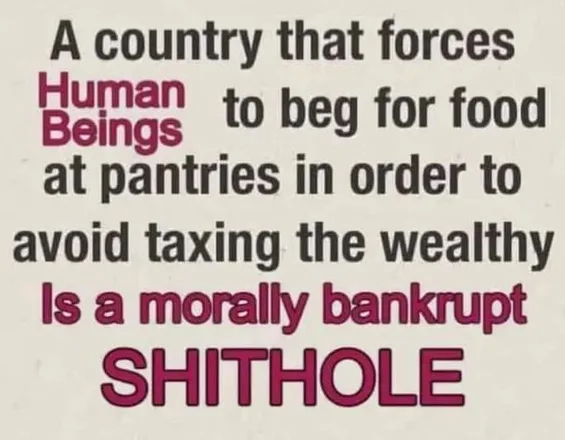 The image displays bold black and magenta text on a light background. The text reads: 'A country that forces Human Beings to…