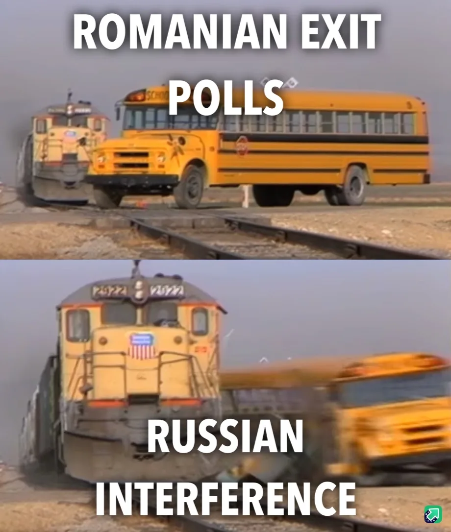 The image is split into two panels showing a yellow school bus and a yellow train engine on railroad tracks. In the top…