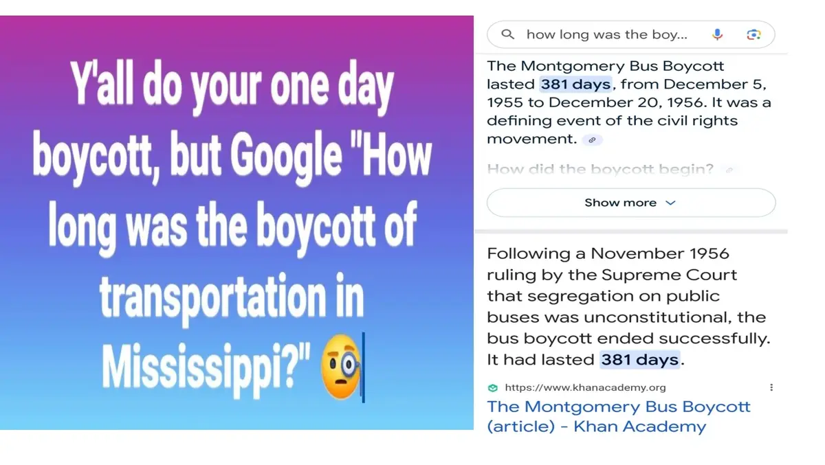 The image shows a split screen: left side has large white text on a purple-to-blue gradient background reading 'Y'all do…