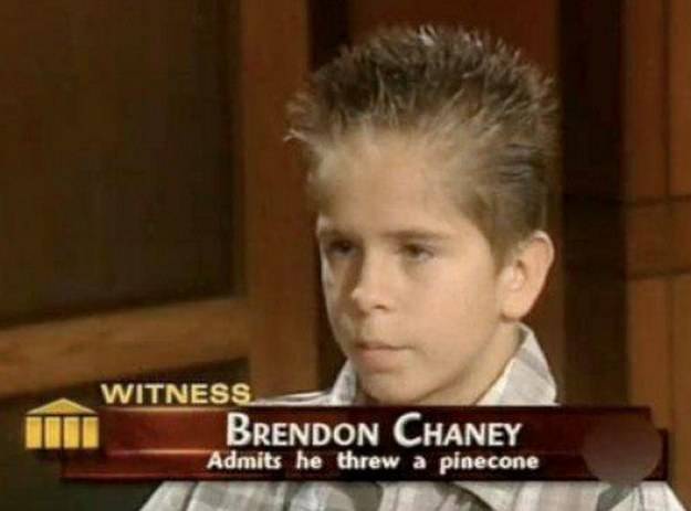 A young boy with spiky hair is shown in a news-style interview graphic. The lower third overlay reads 'WITNESS BRENDON…
