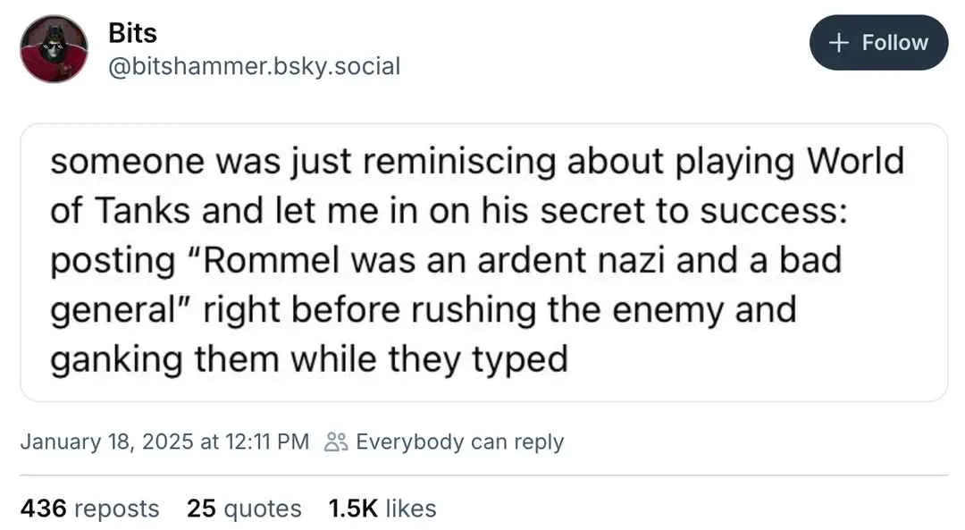 The image shows a screenshot of a social media post from a user named 'Bits' on a platform resembling Bluesky. The post's…