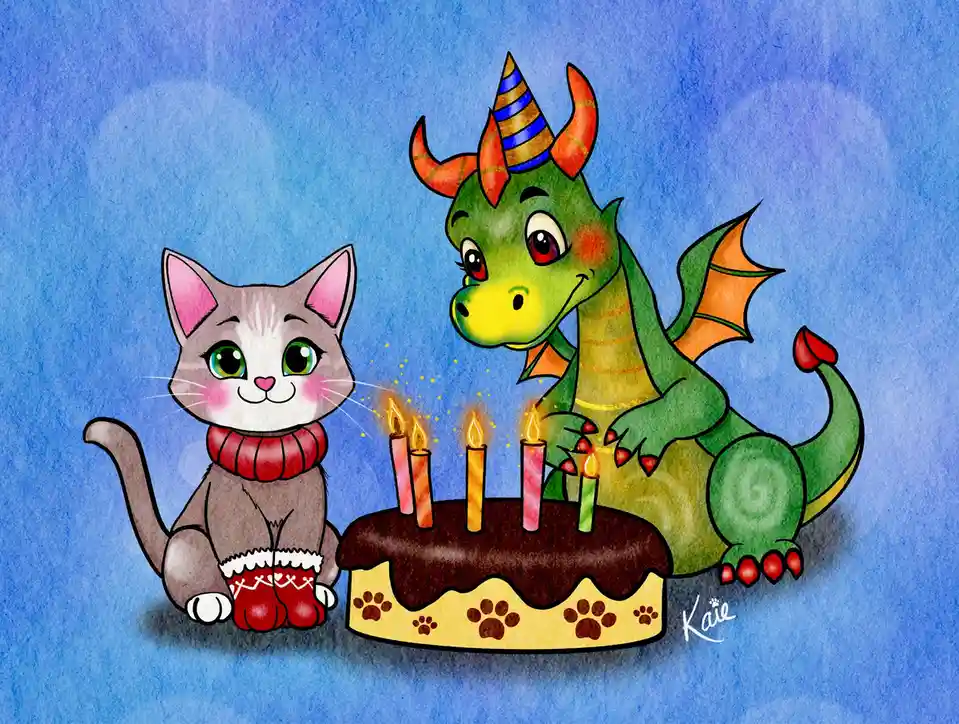 Celebrating @DevineEscapes' Birthday with a Cat and Dragon Duo!