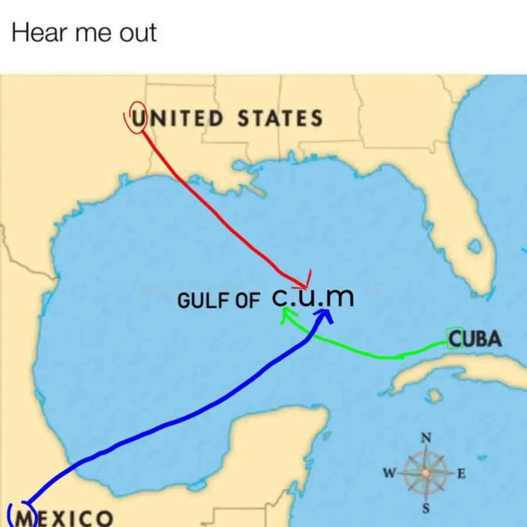 A map of the Gulf of Mexico region shows three routes: a red line from the U.S. to a labeled 'GULF OF c.u.m', a green line…